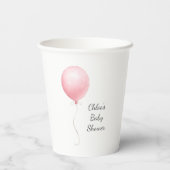 Moderne Pink Balloon Girl Babydusche Pappbecher (Rückseite)