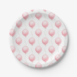 Moderne Pink Balloon Girl Babydusche Pappteller
