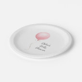 Moderne Pink Balloon Girl Babydusche Pappteller (Schrägansicht)