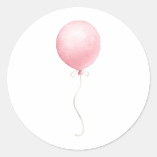 Moderne Pink Balloon Girl Babydusche Runder Aufkleber