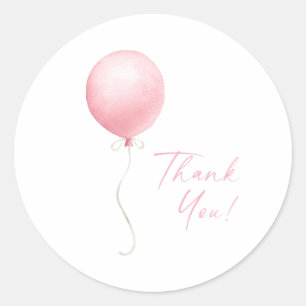 Moderne Pink Balloon Girl Babydusche Runder Aufkleber