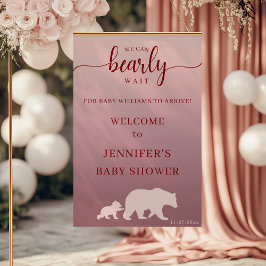 Moderne Pink Bear Baby Dusche Willkommen Rustikal Poster