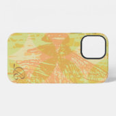 Moderne Pink Biene und Monogramm iPhone Hülle (Rückseite (Horizontal))
