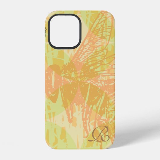 Moderne Pink Biene und Monogramm iPhone Hülle (Rückseite)