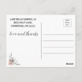 Moderne Pink & Black Blume Gold Dots Hochzeit Postkarte (Rückseite)