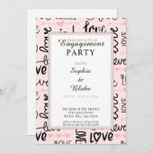 Moderne Pink & Black Liebe Engagement Party Einladung (Vorne/Hinten)