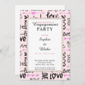 Moderne Pink & Black Liebe Engagement Party Einladung (Vorne/Hinten)