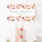 Moderne Pink Boho Butterfly Girl Babydusche Banner (Insitu)