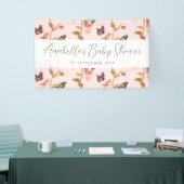 Moderne Pink Boho Butterfly Girl Babydusche Banner (Messeveranstaltung)