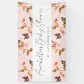 Moderne Pink Boho Butterfly Girl Babydusche Banner (Vertikal)