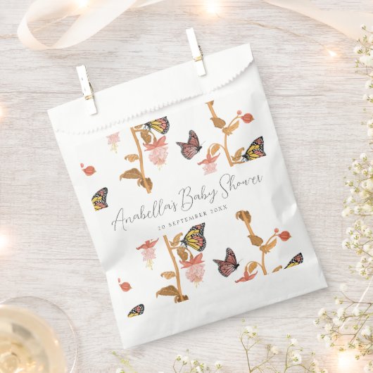 Moderne Pink Boho Butterfly Girl Babydusche Geschenktütchen (Ausgeschnitten)