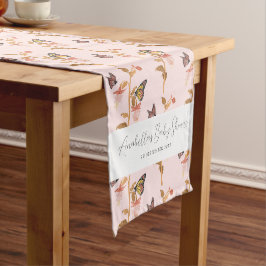 Moderne Pink Boho Butterfly Girl Babydusche Kurzer Tischläufer