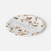 Moderne Pink Boho Butterfly Girl Babydusche Pappteller (Schrägansicht)