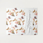 Moderne Pink Boho Butterfly Girl Babydusche Wandteppich (Vorderseite (Horizontal))