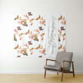 Moderne Pink Boho Butterfly Girl Babydusche Wandteppich (Beispiel (Horizontal))