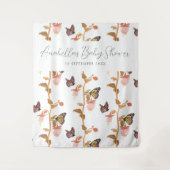 Moderne Pink Boho Butterfly Girl Babydusche Wandteppich (Vorderseite)