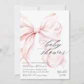 Moderne Pink Bow Baby Dusche Einladung (Vorderseite)