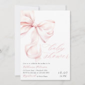 Moderne Pink Bow Baby Dusche Einladung (Vorderseite)