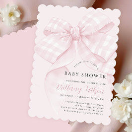 Moderne Pink Bow Baby Dusche Einladung