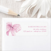 Moderne Pink Bow Baby Dusche Rücksendeadresse (Insitu)