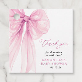 Moderne Pink Bow Baby Dusche Vielen Dank Geschenkanhänger