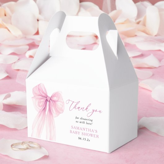 Moderne Pink Bow Baby Dusche Vielen Dank Geschenkschachtel (Hochzeit)