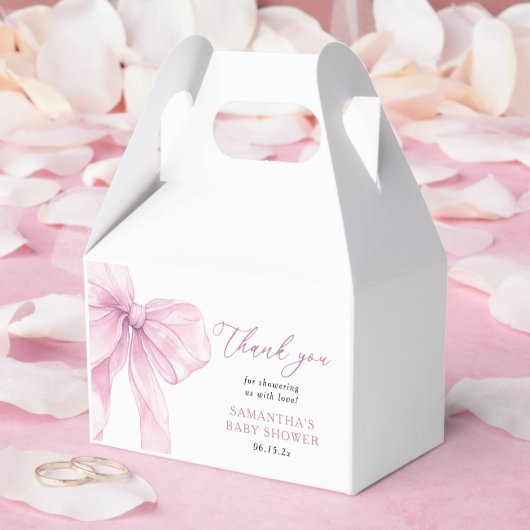 Moderne Pink Bow Baby Dusche Vielen Dank Geschenkschachtel (Hochzeit)