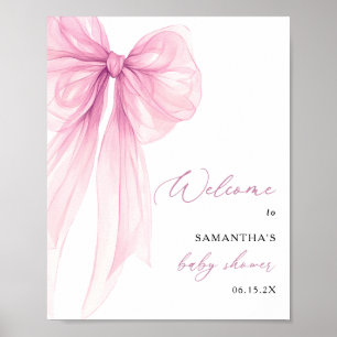 Moderne Pink Bow Baby Dusche Willkommen Poster