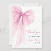 Moderne Pink Bow Babydusche Dankeskarte (Vorderseite)