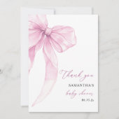 Moderne Pink Bow Babydusche Dankeskarte (Vorderseite)