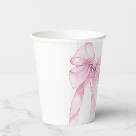 Moderne Pink Bow Babydusche Pappbecher (Rechts)