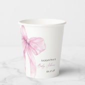 Moderne Pink Bow Babydusche Pappbecher (Vorderseite)