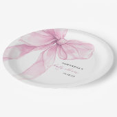 Moderne Pink Bow Babydusche Pappteller (Schrägansicht)