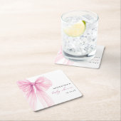 Moderne Pink Bow Babydusche Rechteckiger Pappuntersetzer (Vor Ort)
