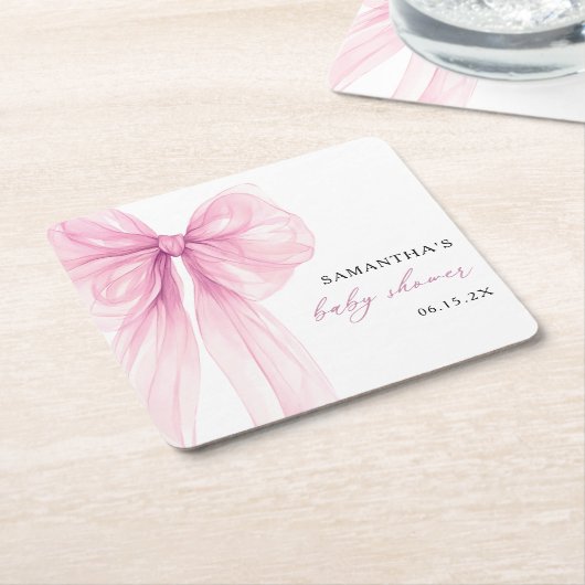 Moderne Pink Bow Babydusche Rechteckiger Pappuntersetzer (angewinkelt)