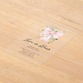 Moderne Pink Bow Blütenblume Liebe im Bloom Brautp Acryleinladungen (Ablage )