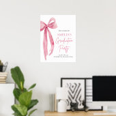 Moderne Pink Bow Coquette Graduation Party Willkom Poster (Heimbüro)