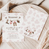 Moderne Pink Brown Kleine Cowgirl Babydusche Einladung