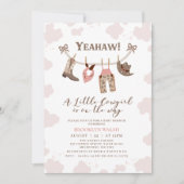 Moderne Pink Brown Kleine Cowgirl Babydusche Einladung (Vorderseite)