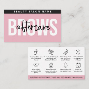 Moderne Pink Brows Aftercare PMU Brow Instruktione Visitenkarte