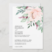 Moderne Pink Burgund Blumenhochzeit Einladung (Vorderseite)