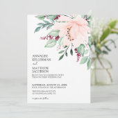 Moderne Pink Burgund Blumenhochzeit Einladung (Stehend Vorderseite)