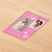 Moderne Pink Butterfly Foto Graduation Party Acryleinladungen (Ablage )