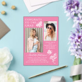 Moderne Pink Butterfly Foto Graduation Party Acryleinladungen (In Situ (Hochzeit))