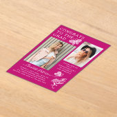 Moderne Pink Butterfly Foto Graduation Party Acryleinladungen (Ablage )