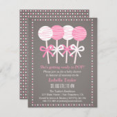 Moderne Pink Cake Pops Kinderdusche Einladungen (Vorne/Hinten)