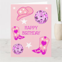 Moderne Pink Disco Ball Cowgirl Hat Boost Birthday