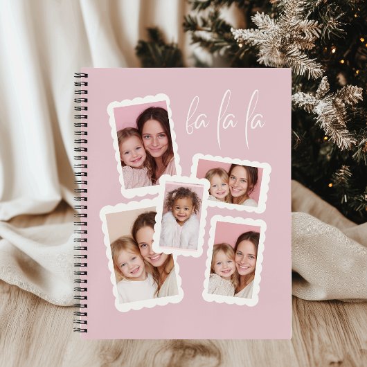 Moderne Pink „Fa La La“ Multi-Foto Notizblock