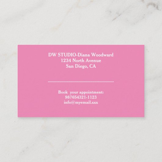 Moderne Pink Fairdresser Business Card Visitenkarte (Rückseite)