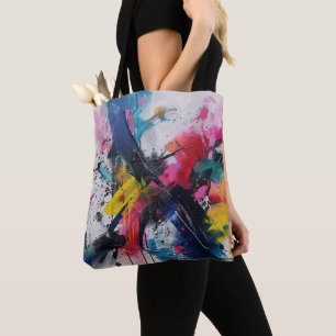 Moderne Pink-Gelbe Abstract Paint Splatter Art Tas Tasche